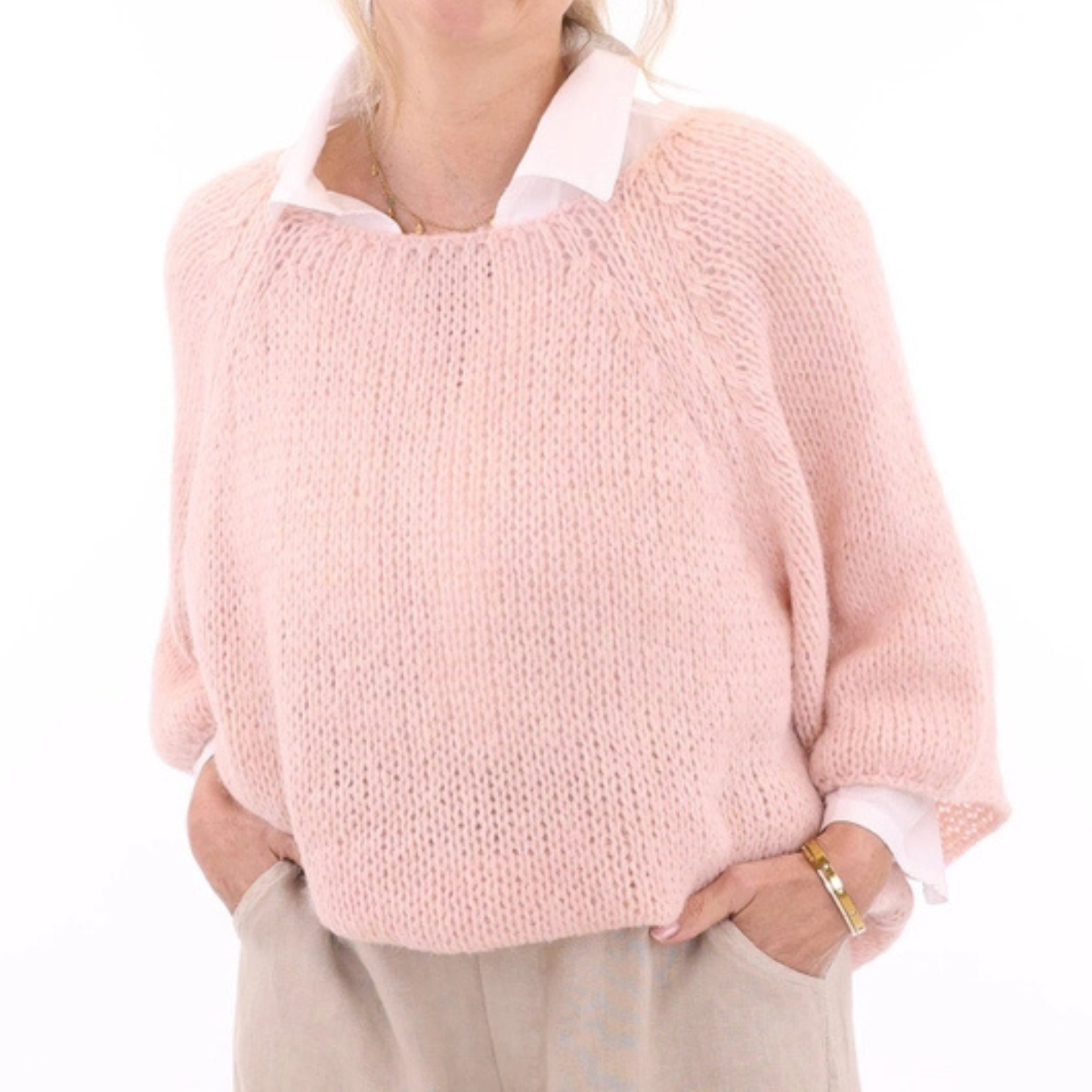 Alpaca Wool Blend Jumper -  Soft Pink