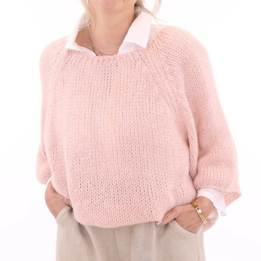 Alpaca Wool Blend Jumper -  Soft Pink