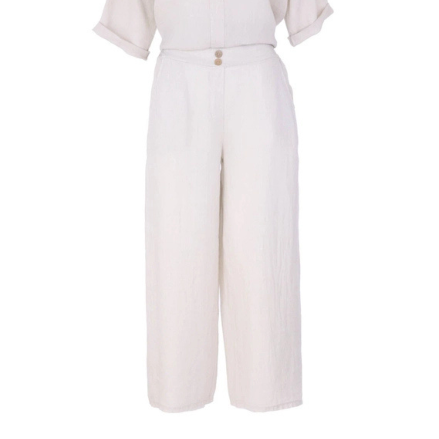 Wide Straight Leg Linen Trousers - Sand