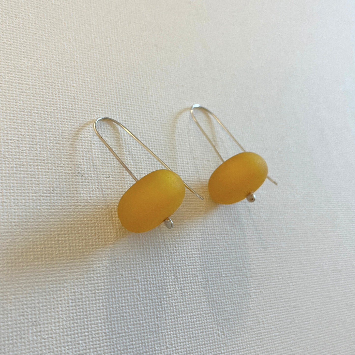 Eco Silver Resin Earrings - Yellow