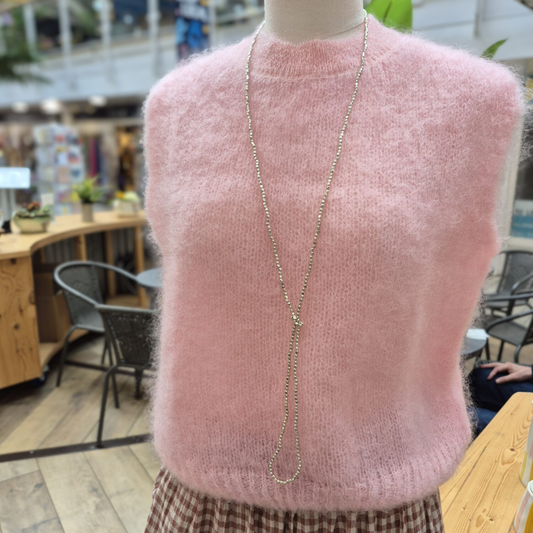 Astrid Mohair Cropped Vest - Pastel Pink