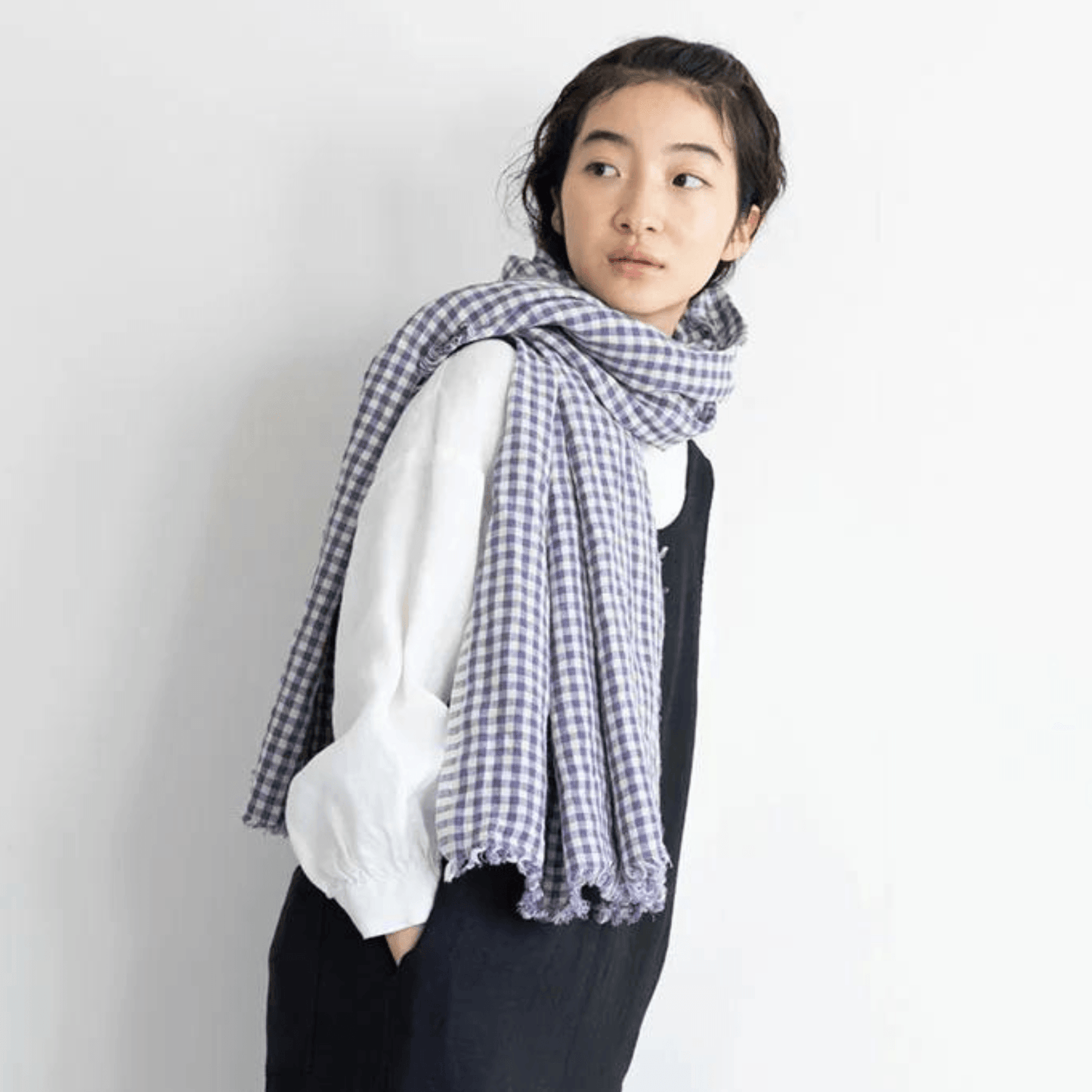 Fog Linen Scarf - Simone Gingham