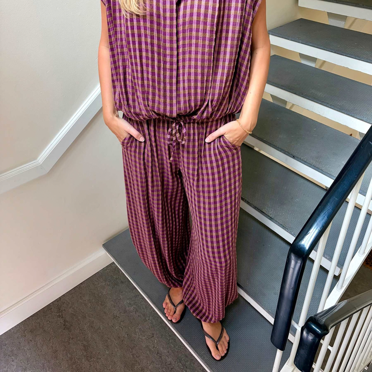 Malle Balloon Trousers - Violet Check