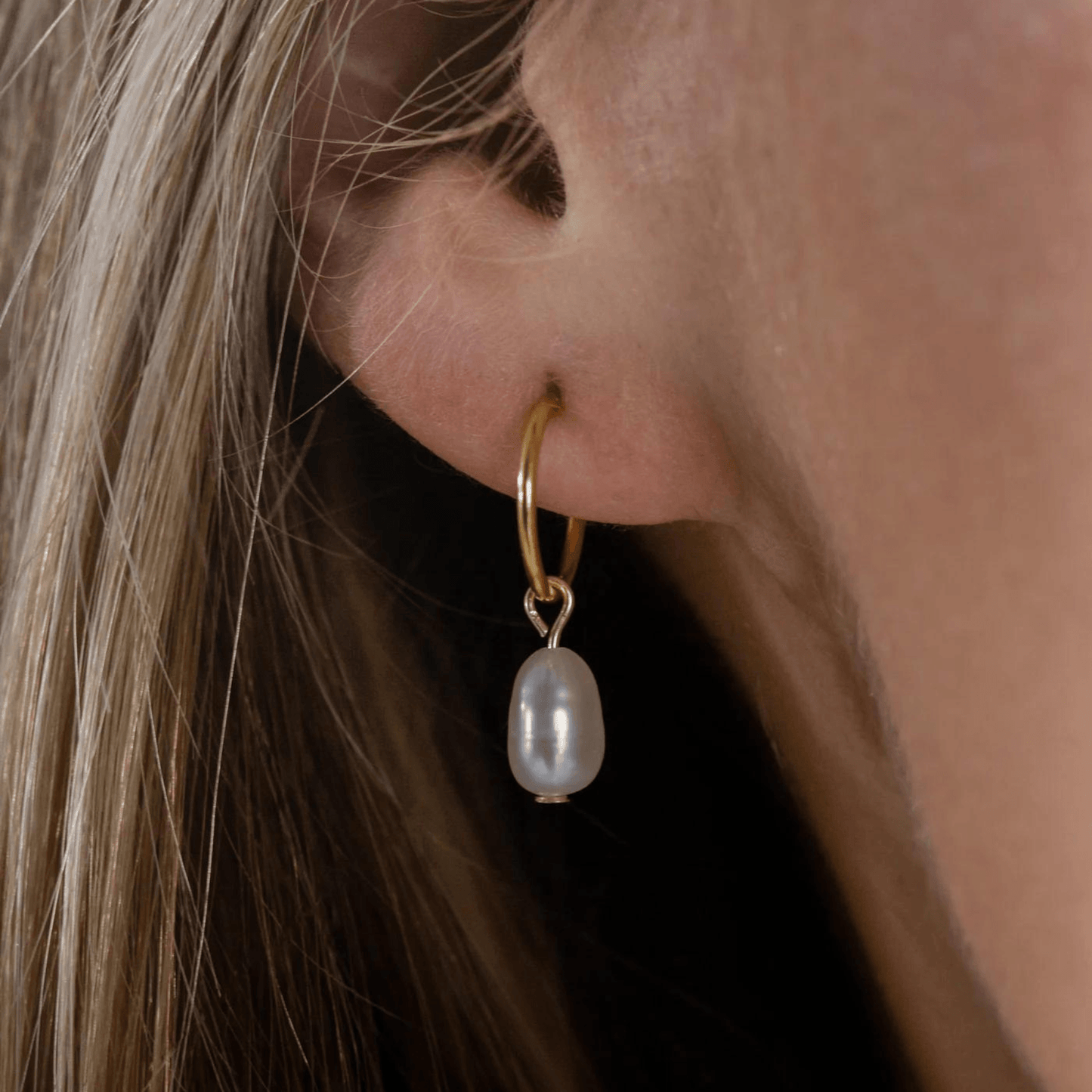 One & Eight Gold Drop Earrings - Pearl