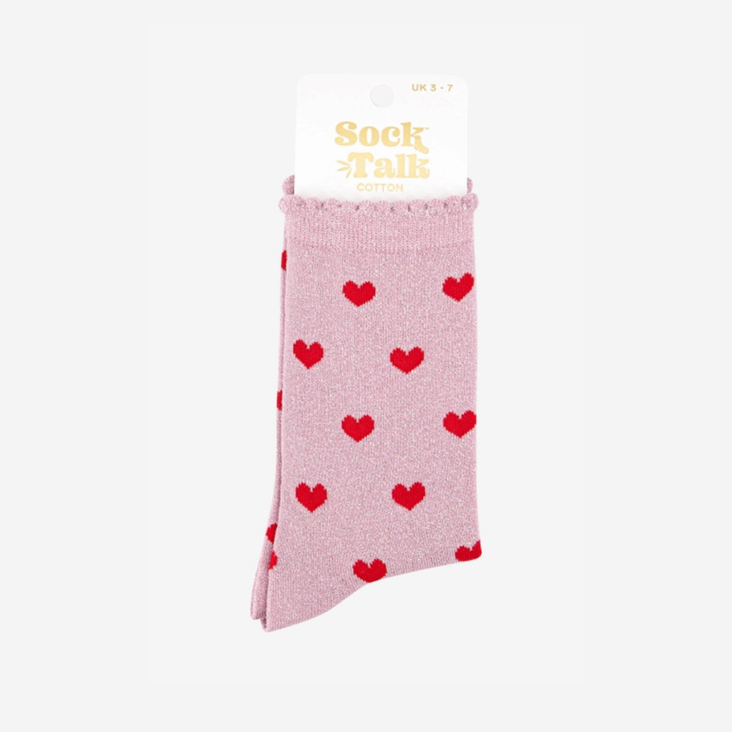 Heart Glitter Socks - Pink & Red