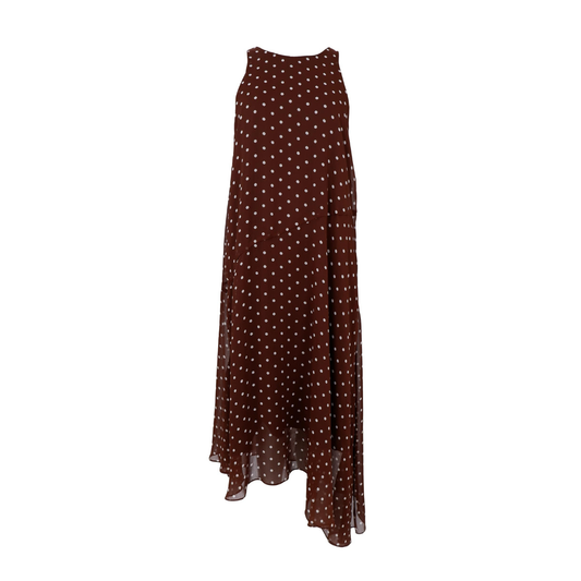Vivian Chiffon Dress - Espresso Polka Dot
