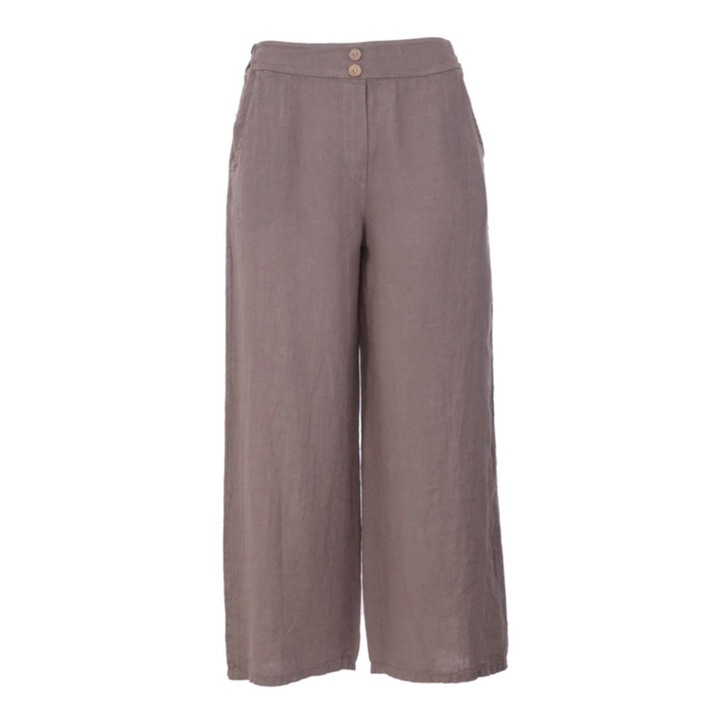 Straight Leg Linen Trousers - Truffle