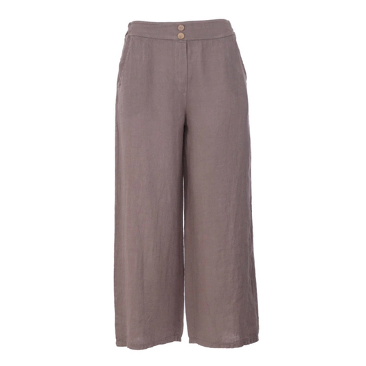 Straight Leg Linen Trousers - Truffle