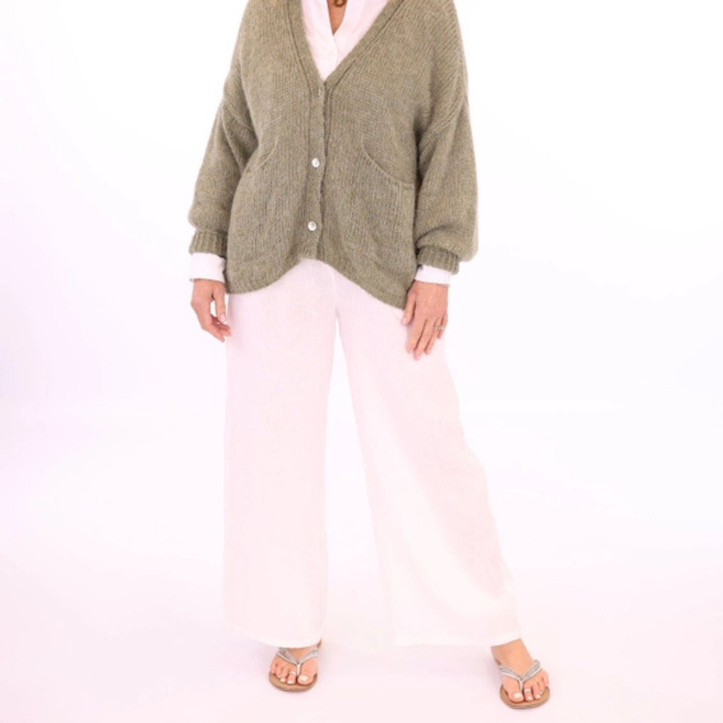 Straight Leg Linen Trousers - White