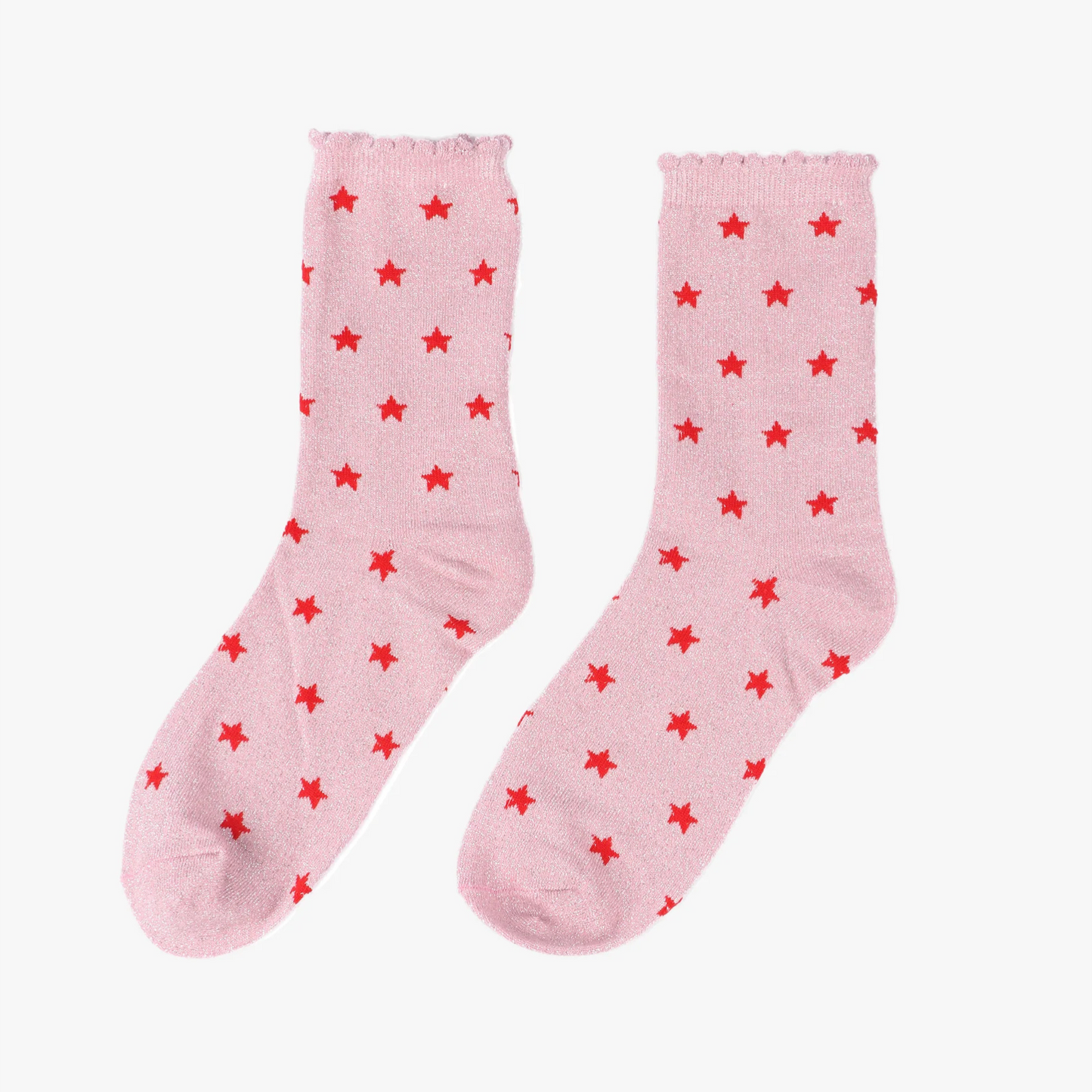 Sock Talk Glitter Socks - Pink and Red Stars