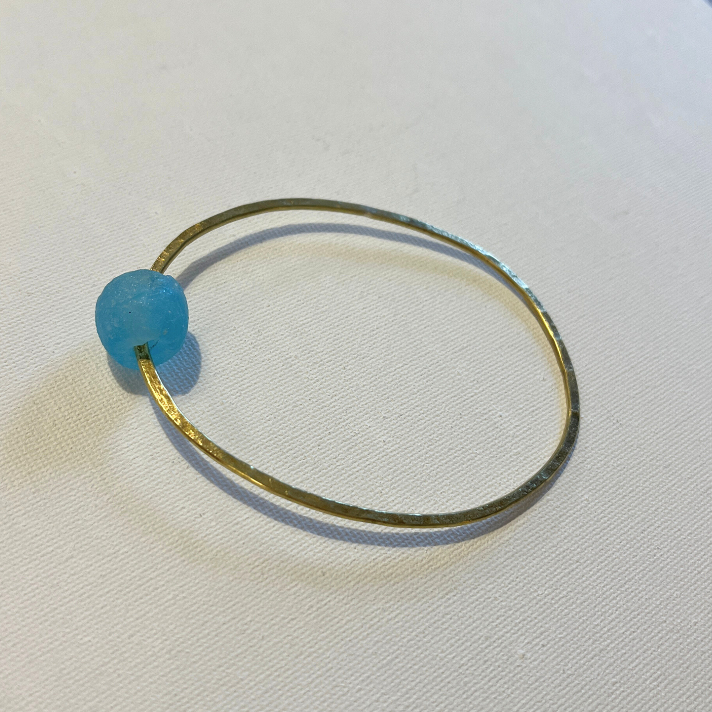 Brass Bangle with Bottle Bead