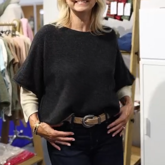 Cashmere Blend Short Tunic - Anthracite