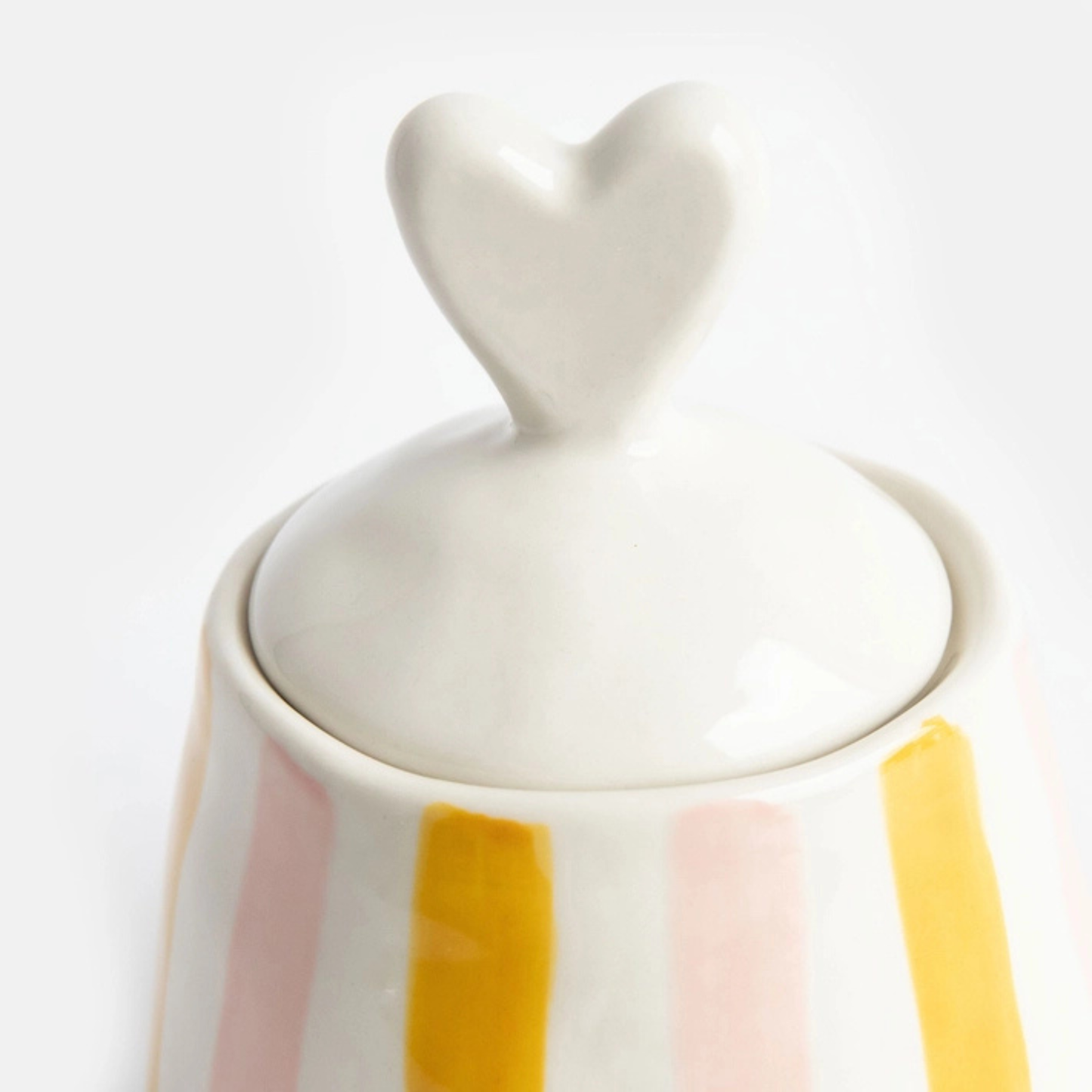 Storage Jar - Pink & Mustard Stripe with Heart