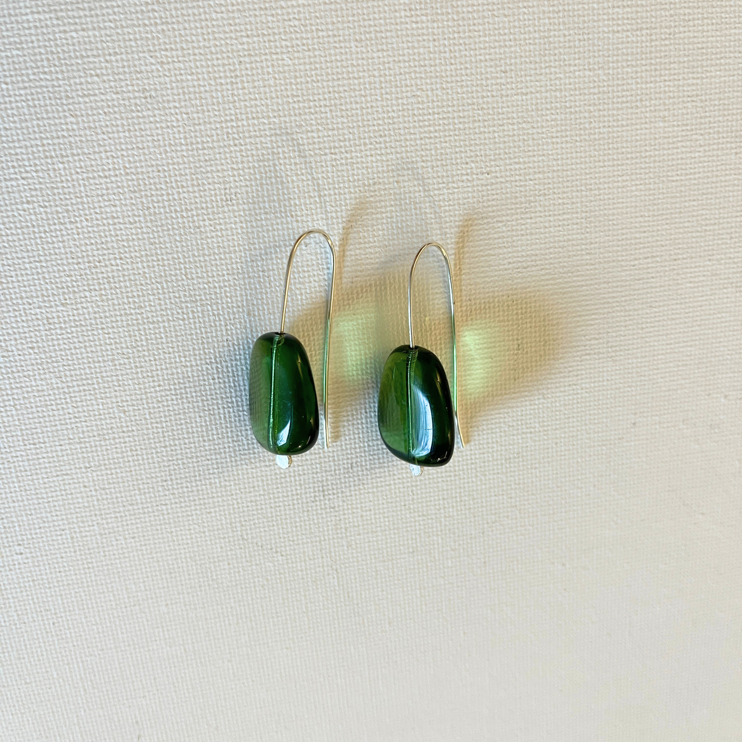 Glass Pebble Earrings - Green