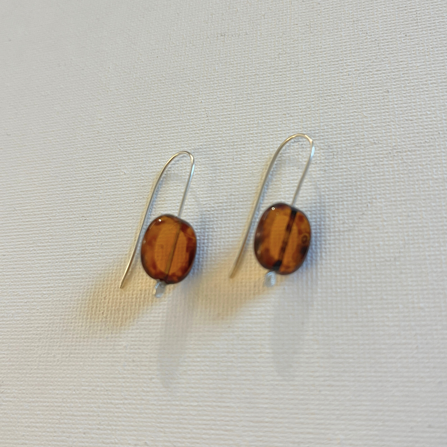 Glass Oval Earrings - Amber