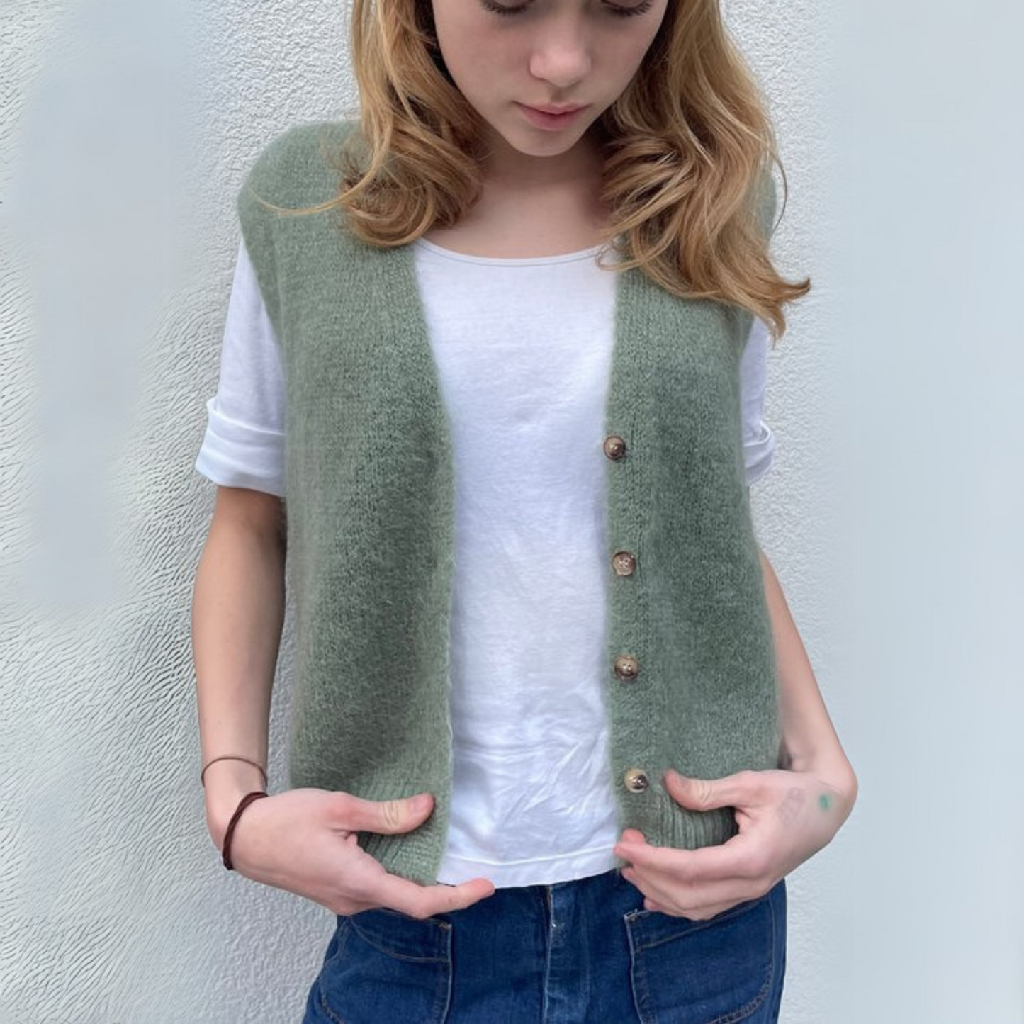 OST London Erika Kid Mohair Vest - Leaf Green