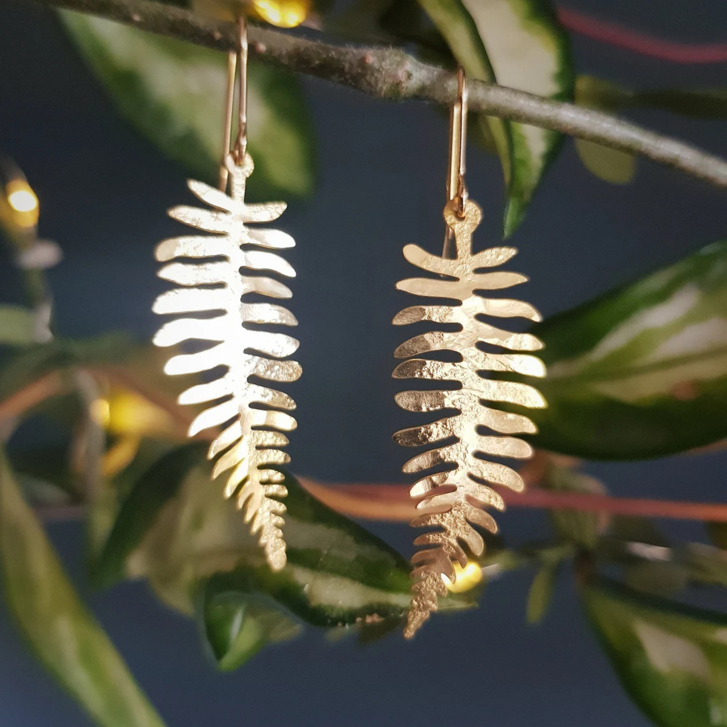 Nic Danning Golden Earrings - Fern