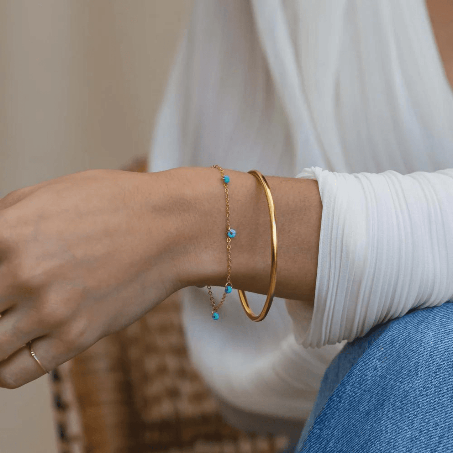 Wanderlust Life Gold Chain Bracelet - Telltale Turquoise