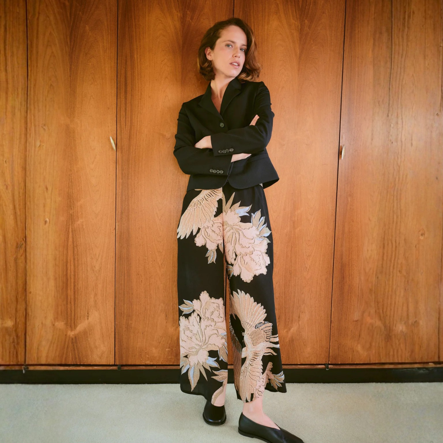 Crepe Palazzo Pants - Crane Black