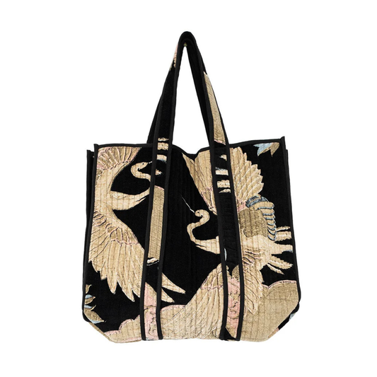Velvet Tote Bag - Crane Black