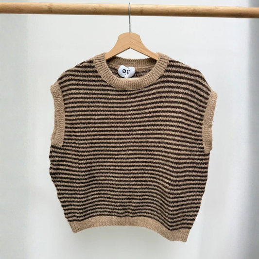 Alma Striped Vest - Brown