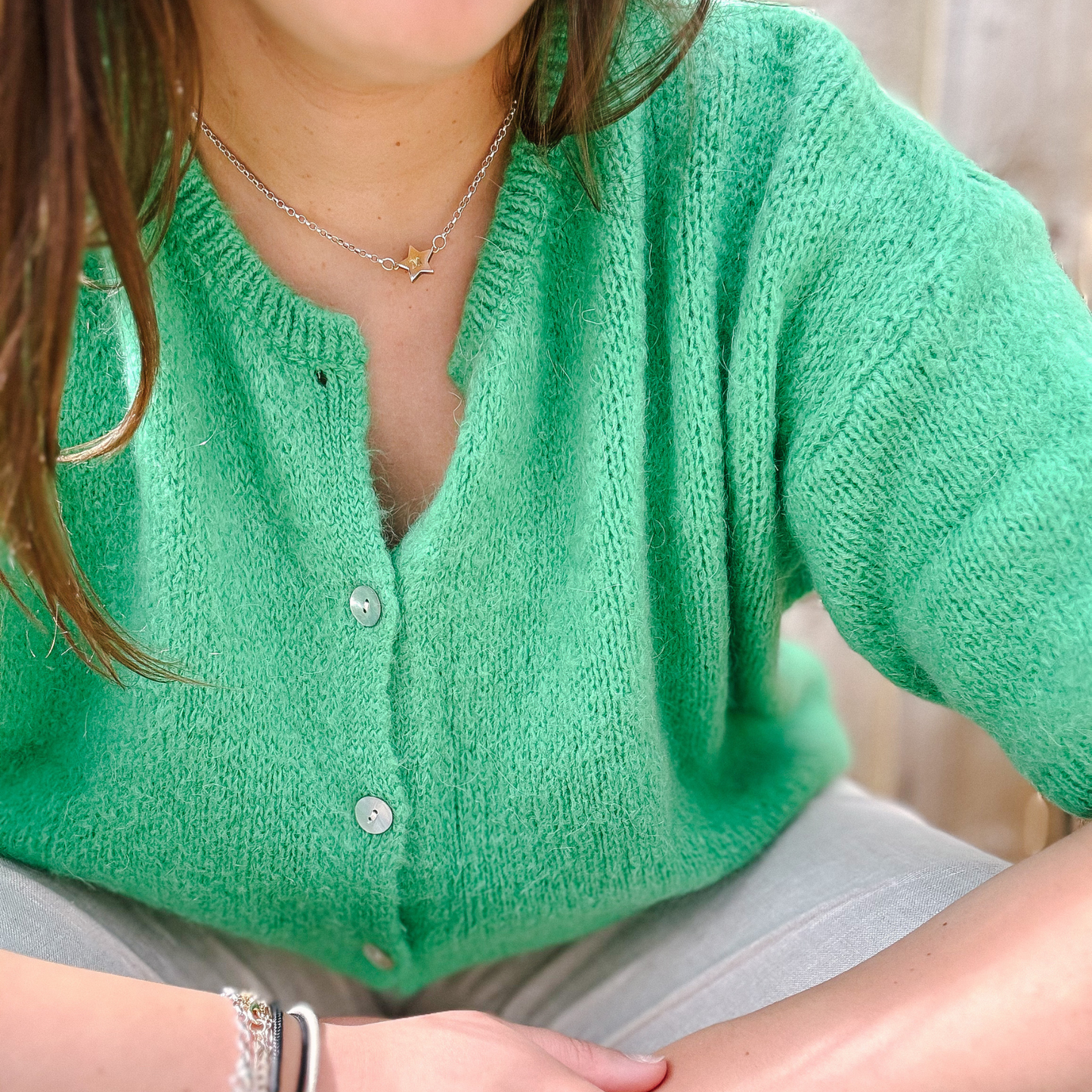 Bellerina Paris Cropped Sleeve Cardigan - Emerald Green