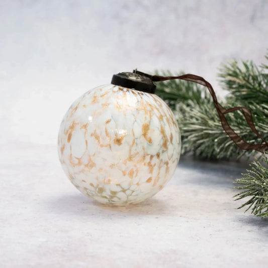 Glass Bauble - White Mosaic