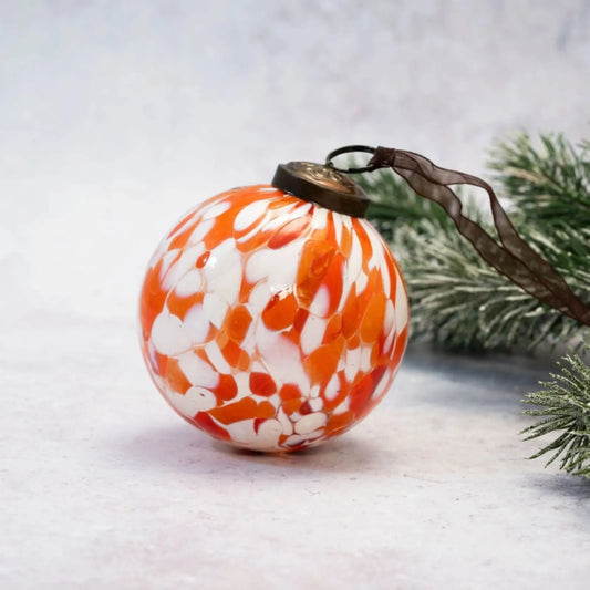 Glass Bauble - Orange Mosaic