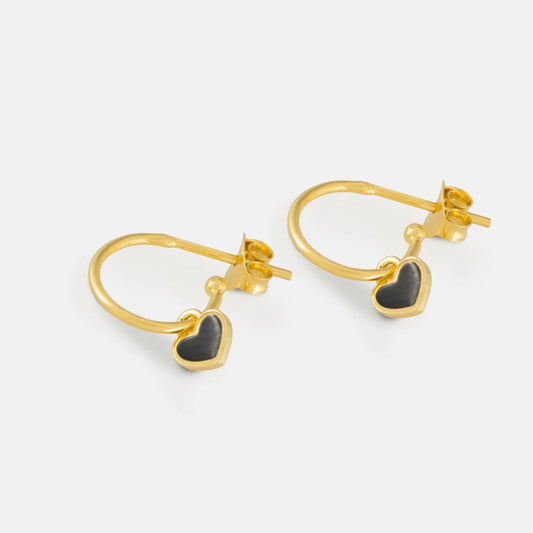 Gold Hoop Earrings - Heart