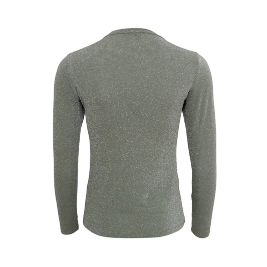 Faye Long Sleeve Top - Olive Shimmer
