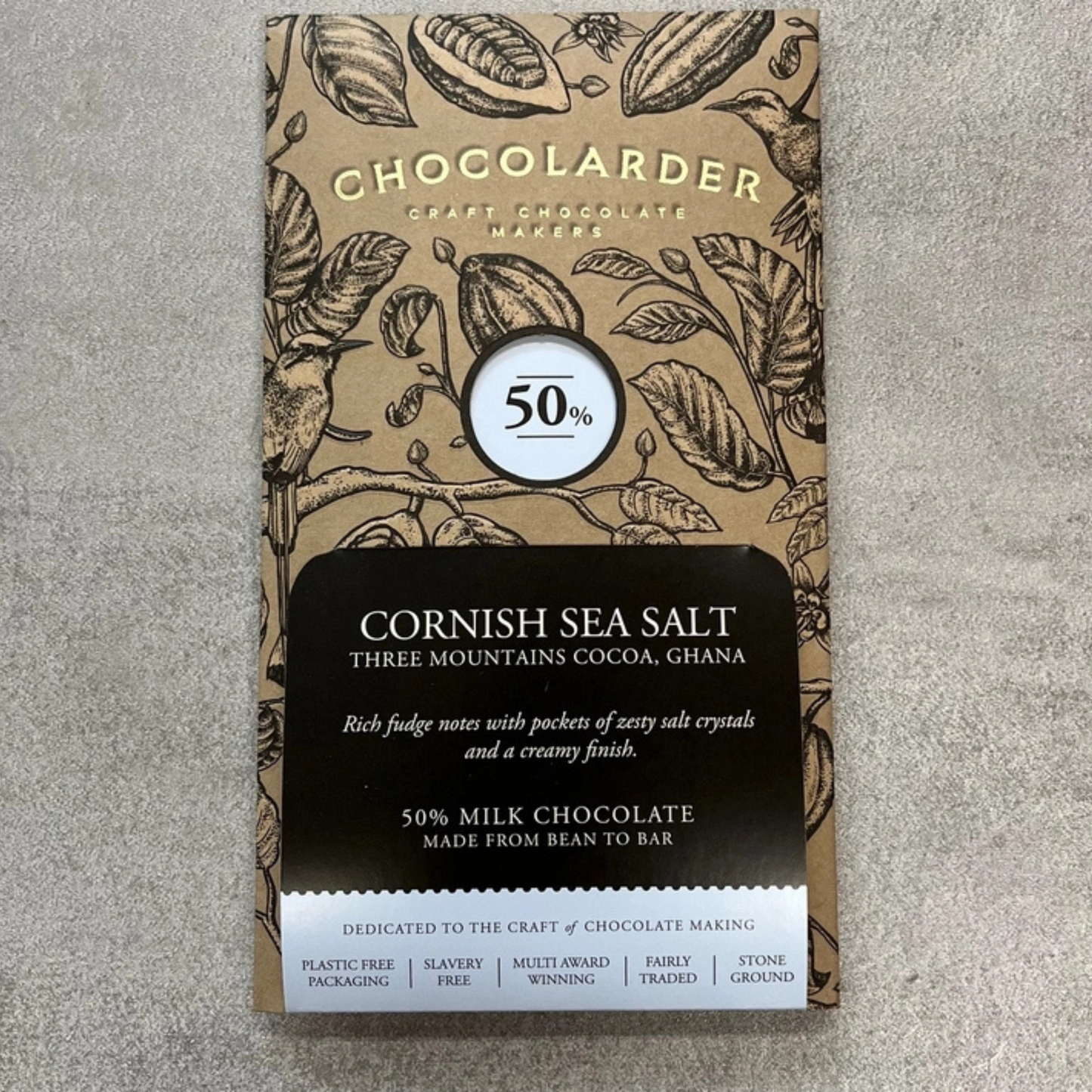 Cornish Sea Salt 50% Milk Chocolate Bar