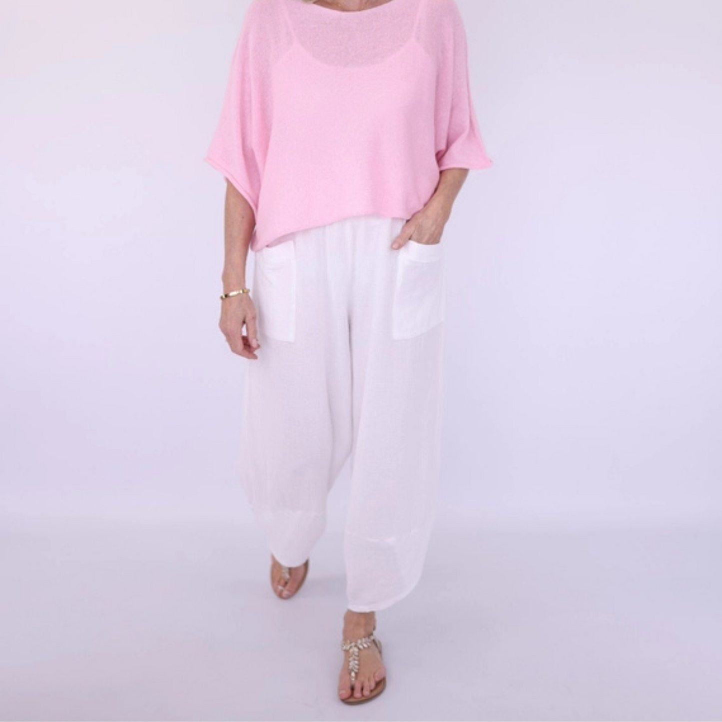 Linen and Cotton Blend Trousers - White