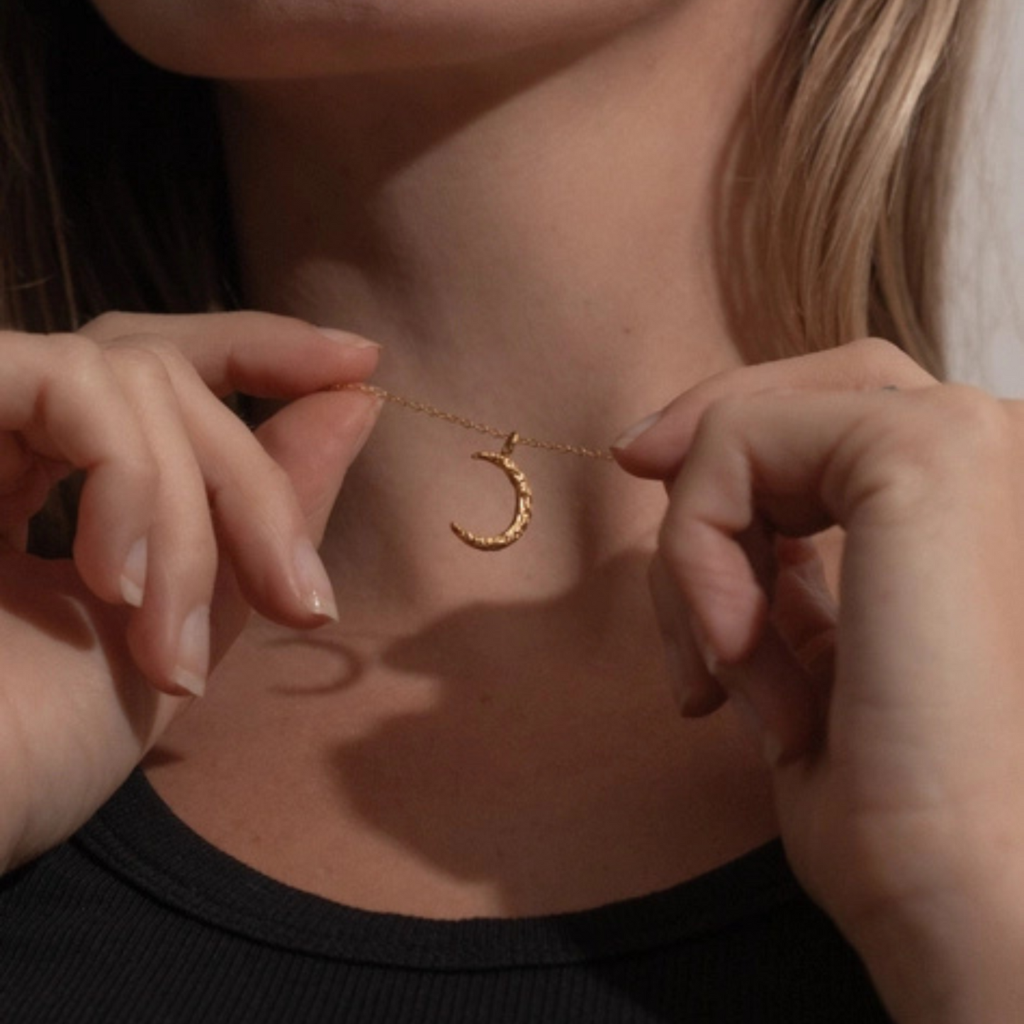 Gold Chain Necklace - Crescent Moon