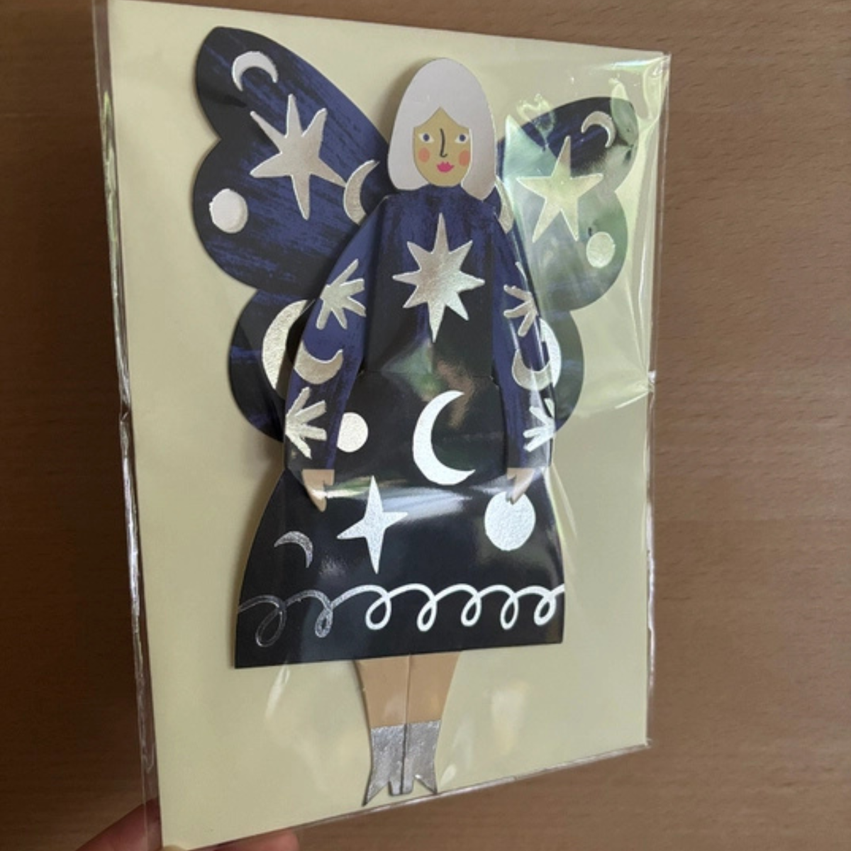 Greetings Card - Cosmic Silver Butterfly Woman