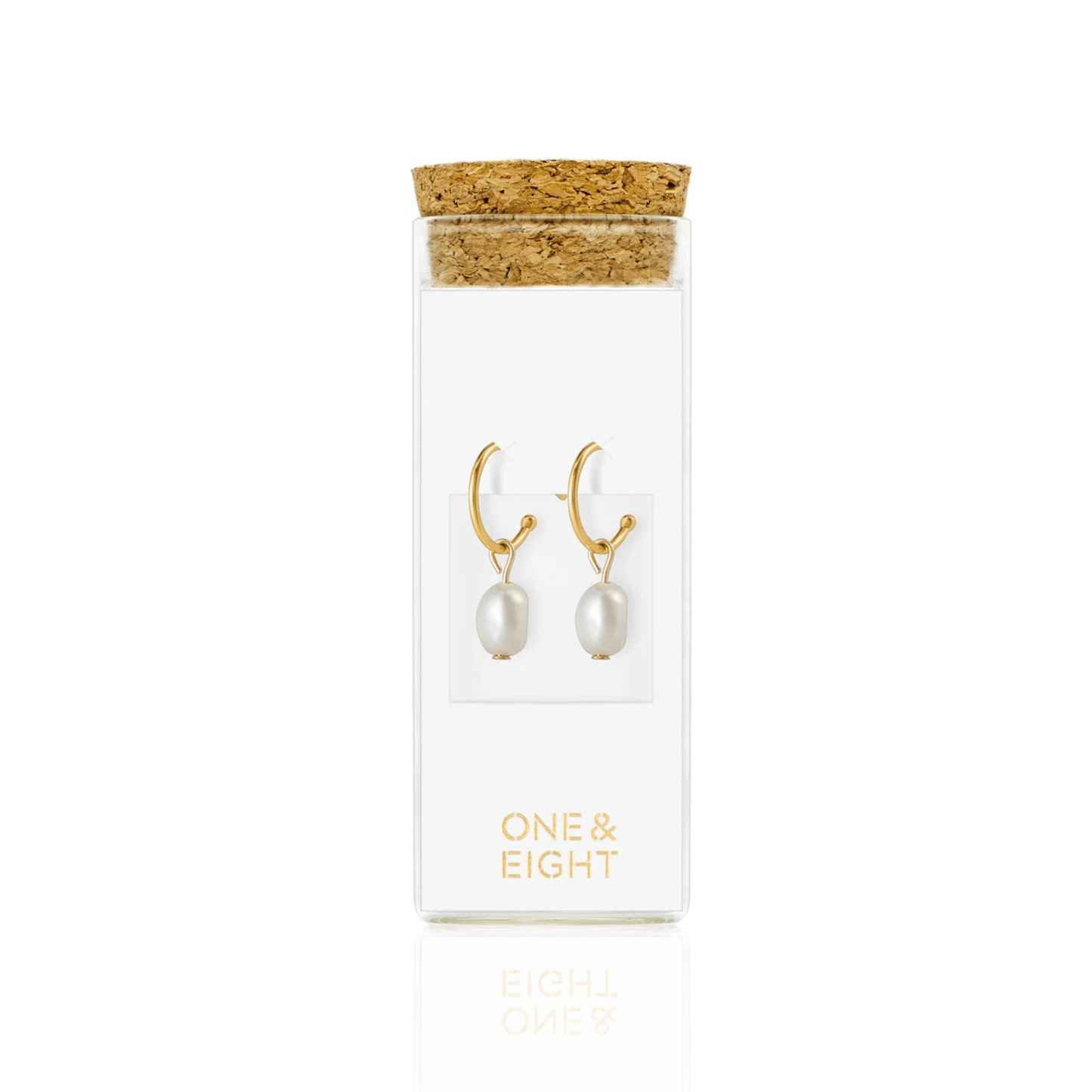 One & Eight Gold Drop Earrings - Pearl