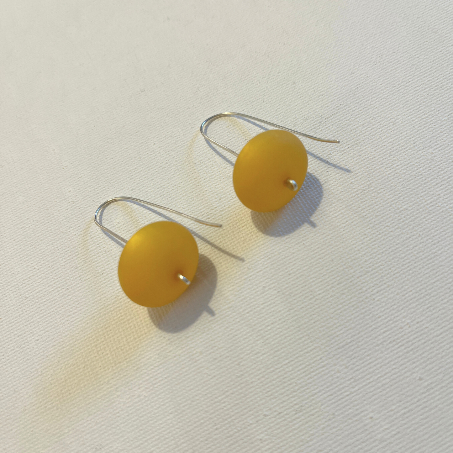 Eco Silver Resin Earrings - Yellow
