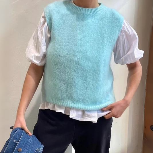 Kathrine Mohair Crewneck Vest - Sea Foam