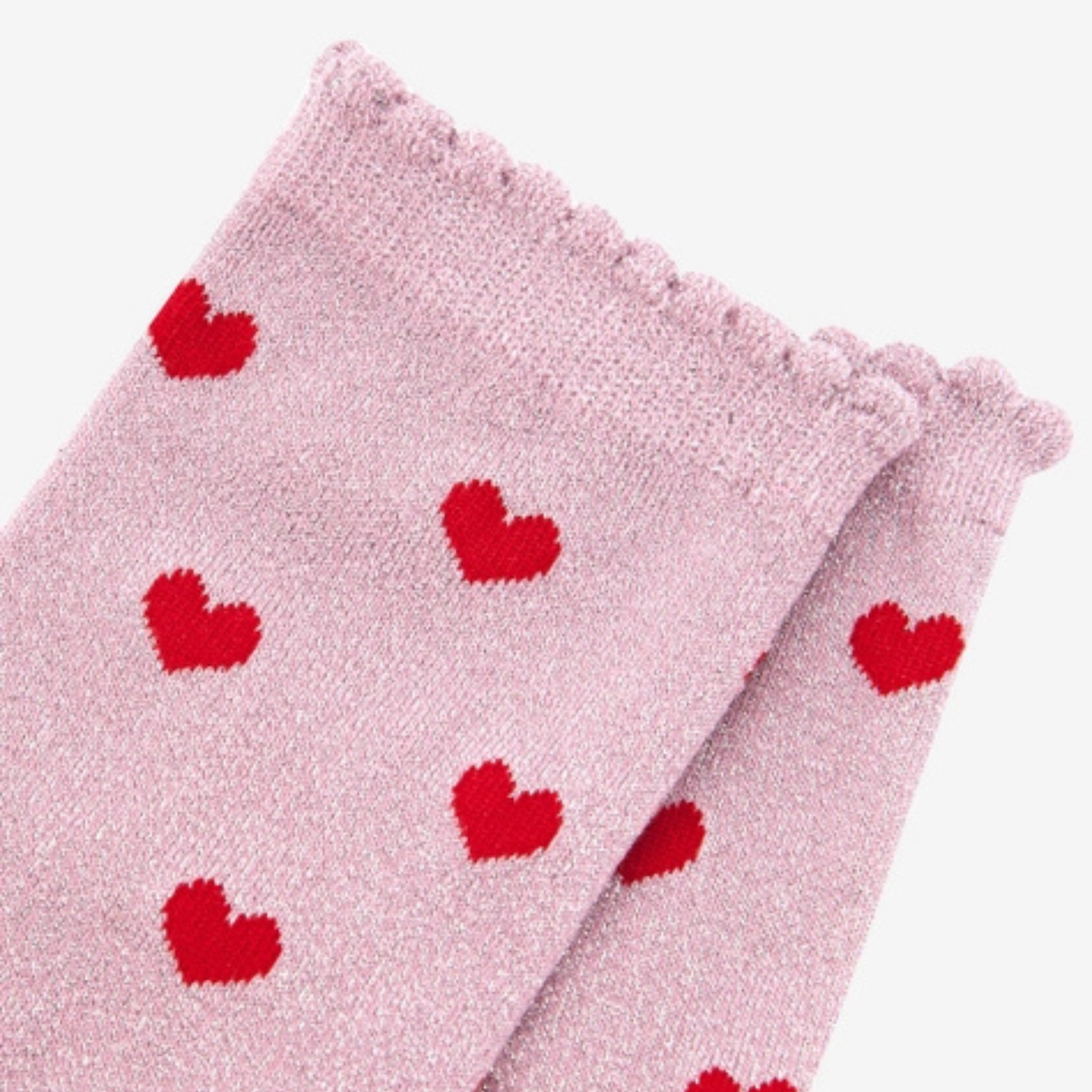 Heart Glitter Socks - Pink & Red