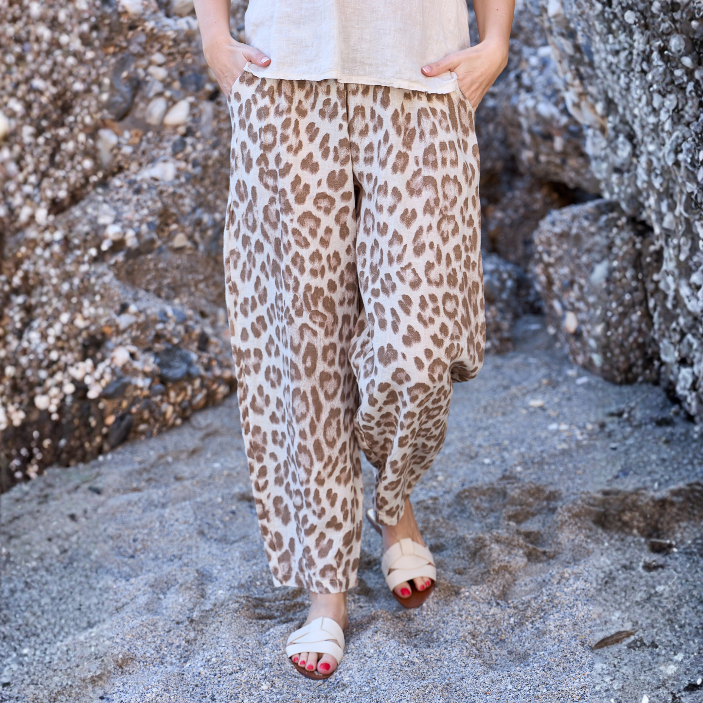 Melina Linen Trousers - Leopard