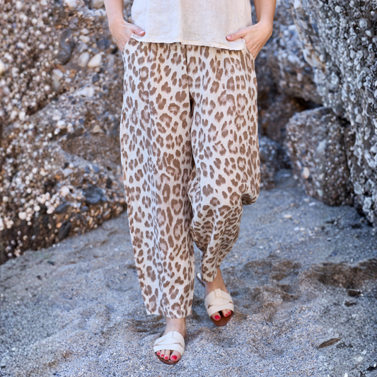 Melina Linen Trousers - Leopard