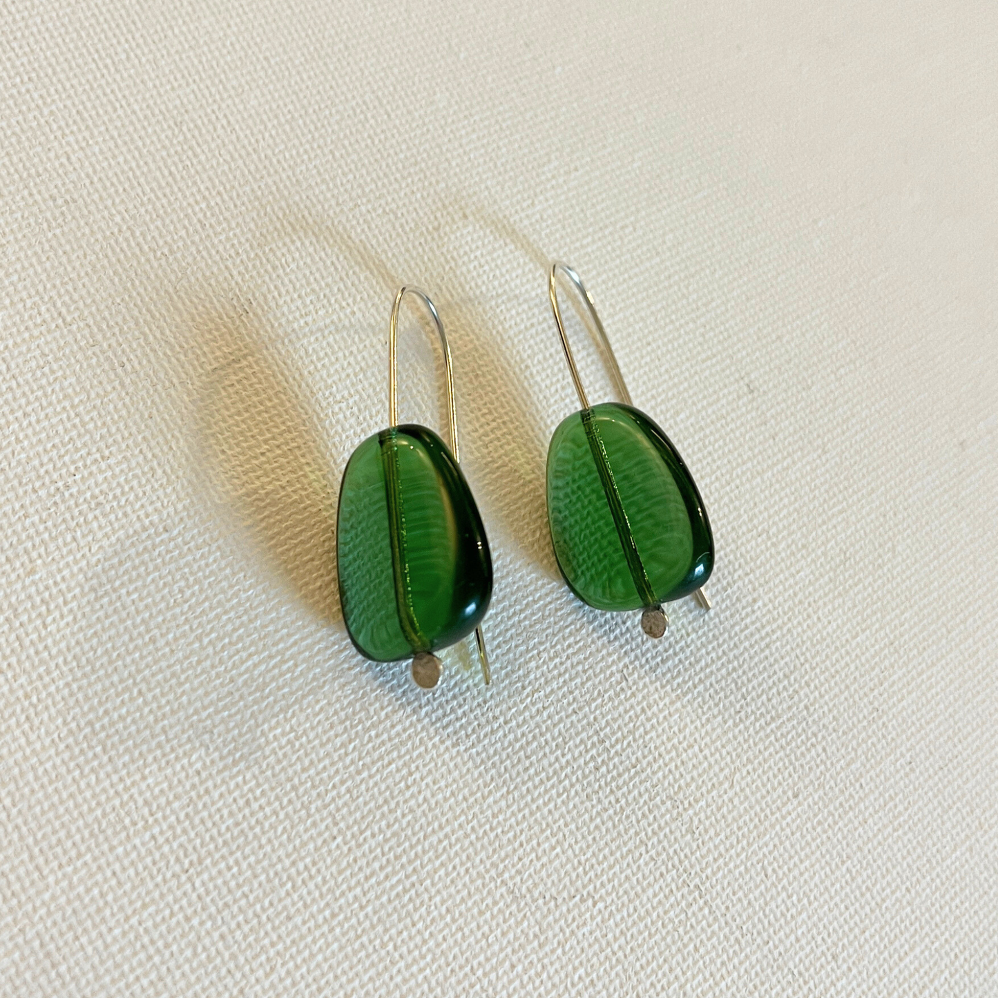 Glass Pebble Earrings - Green