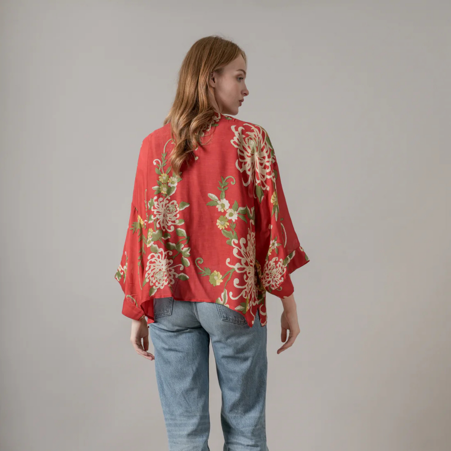 One Hundred Stars Kimono - Chrysanthemum Red