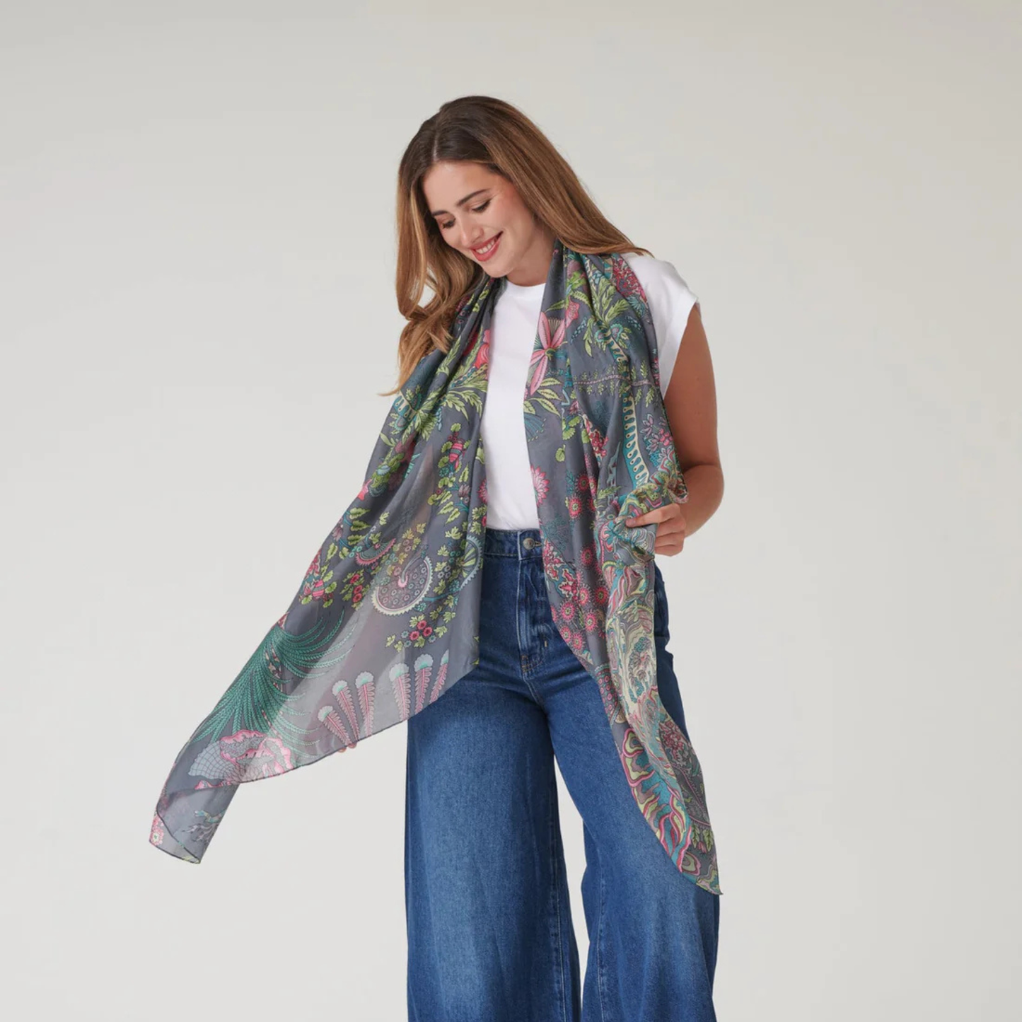 Scarf - Boho Garden Grey