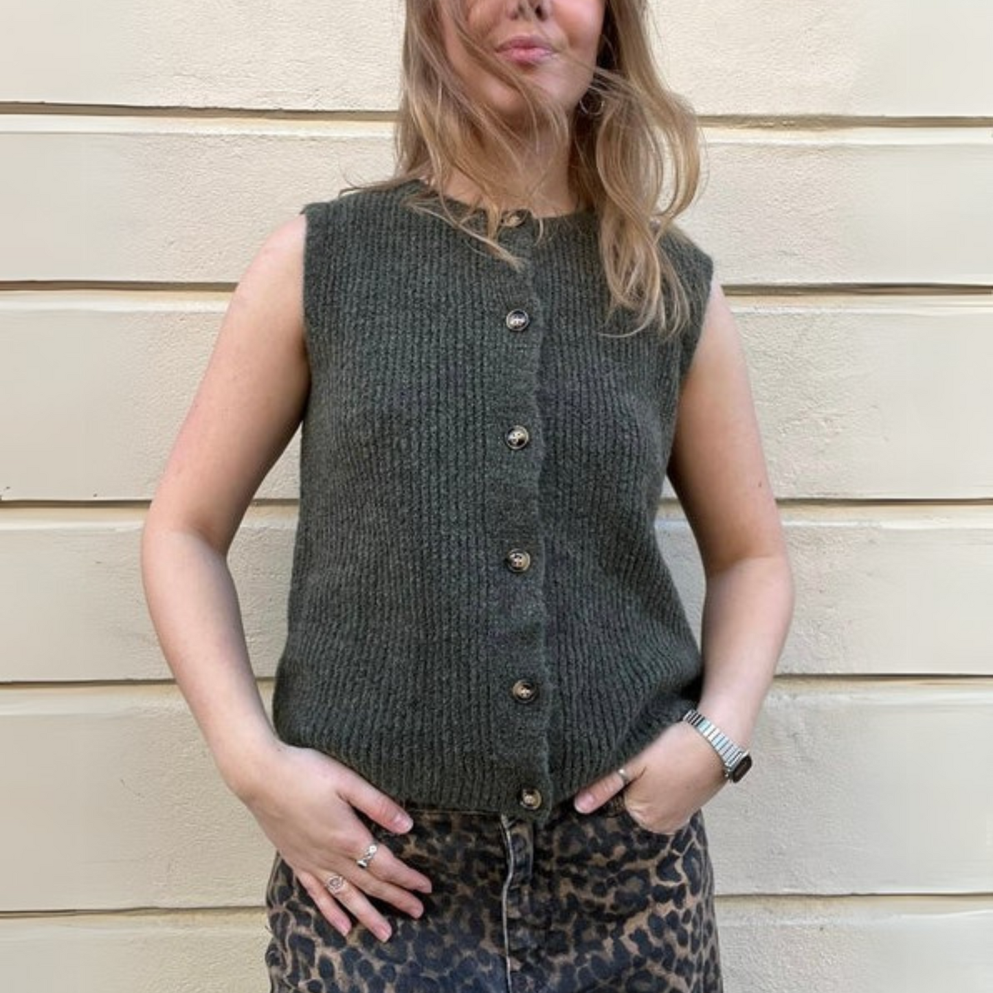 OST London Ida Waistcoat - Khaki Green