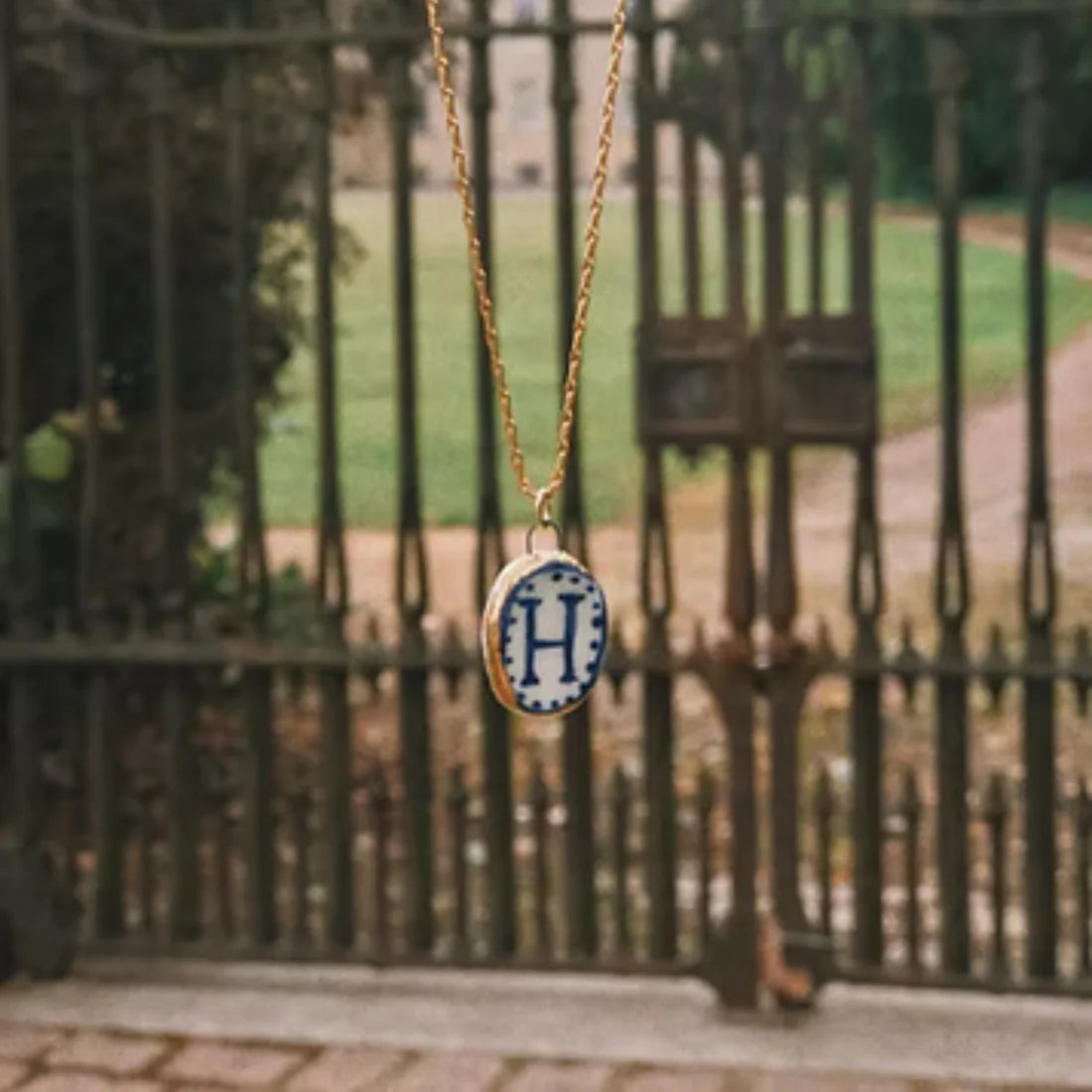 Porcelain and Gold Lustre Pendant - Initial