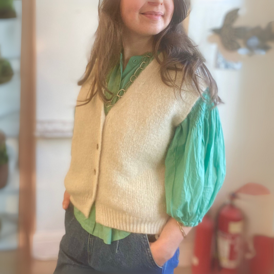Erika Kid Mohair Vest - Cream