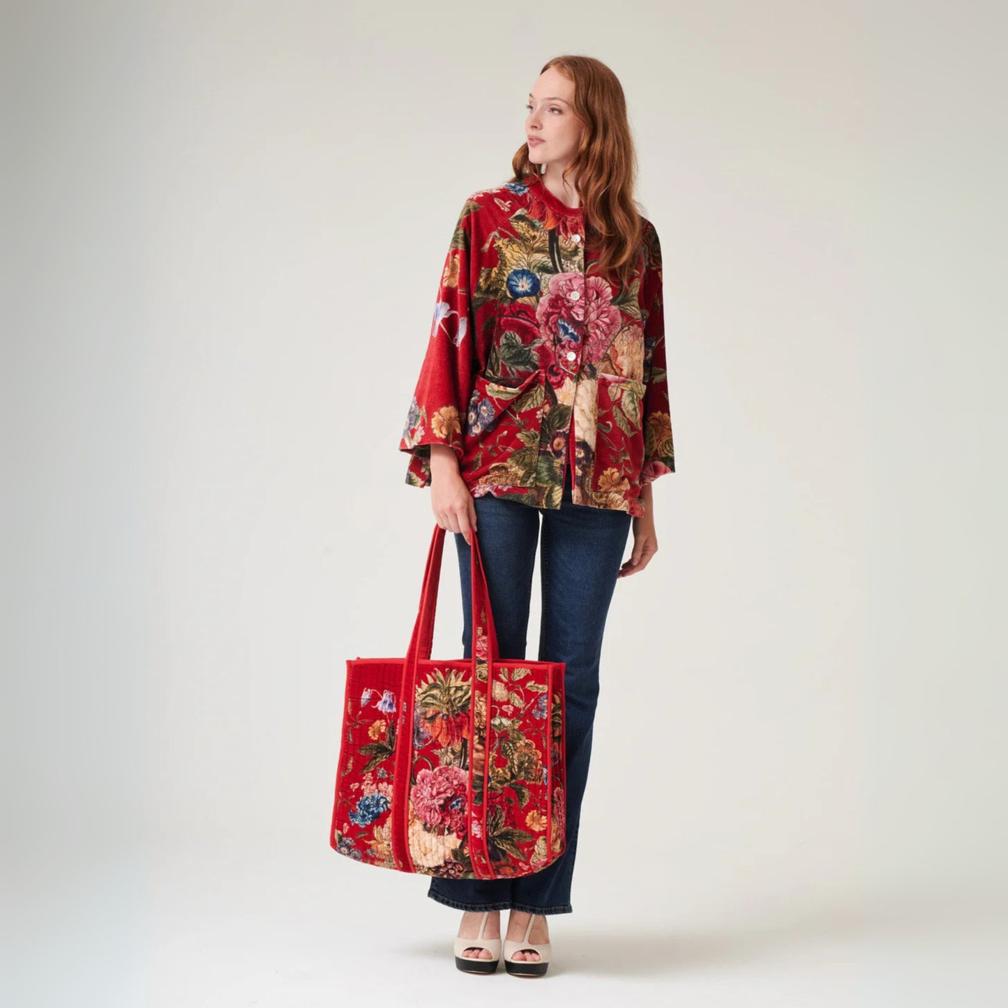 Velvet Tote Bag - Primula Berry