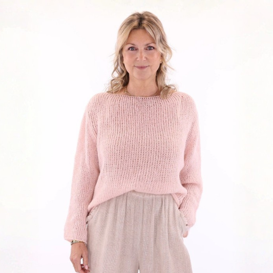 Alpaca Blend Fine Knit Jumper - Pink
