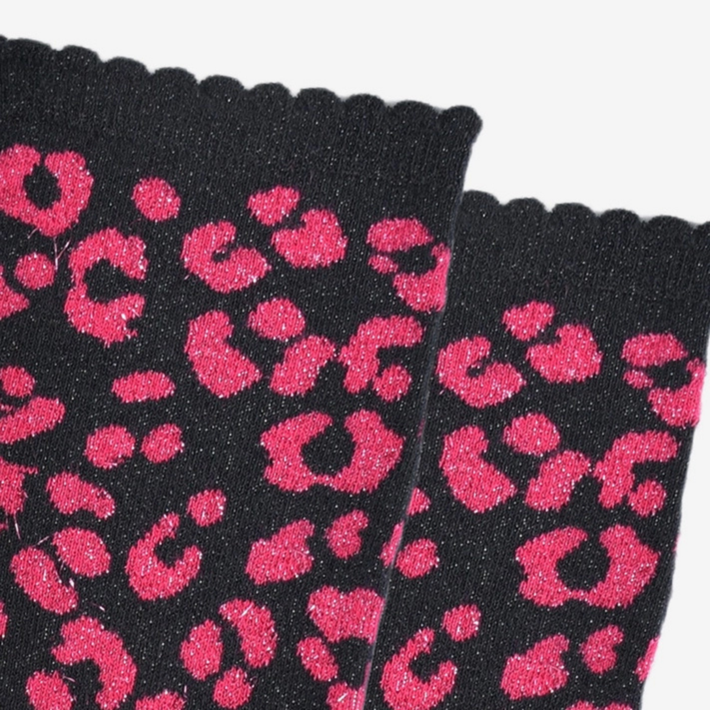 Sock Talk Glitter Socks - Pink and Black Leopard Print