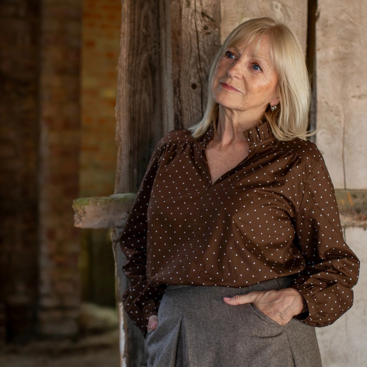 Greta Shirt - Brown & Cream Spot